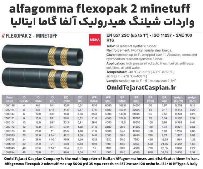 نمایندگی اصلی فروش شیلنگ هیدرولیک آلفا گاما
